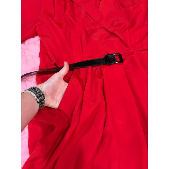 Vintage 80s/90s Darian Red & Black Dress w/ Pockets Size 8 - Picture 10 of 11